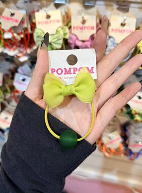 3.4韩国pom新款2026儿童彩色网纱蝴蝶结绕绕发绳发圈