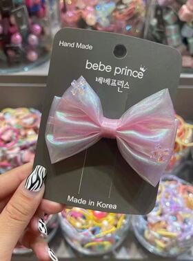 5.11韩国bebeprince儿童发饰甜美镭射蝴蝶结发夹边夹