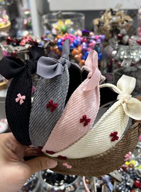 韩国东大门bebeprince儿童发饰条绒花花蝴蝶结宽发箍
