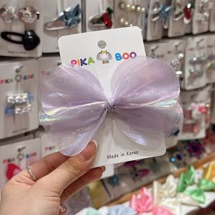 7.7韩国代购 pikaboo儿童发饰仙气流光蝴蝶结边夹发夹