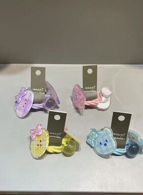 7.20韩国东大门bebeprince儿童发饰格子蝴蝶结小熊发绳发圈