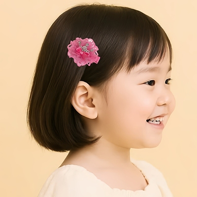 8.17韩国东大门儿童bonbon蕾丝花瓣王冠花花边卡发夹鸭嘴夹皇冠