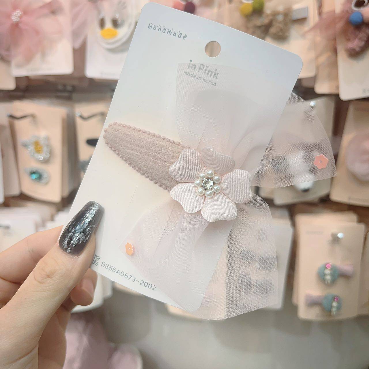 8直播韩国inpink儿童可爱甜美花朵珍珠发夹对夹发卡