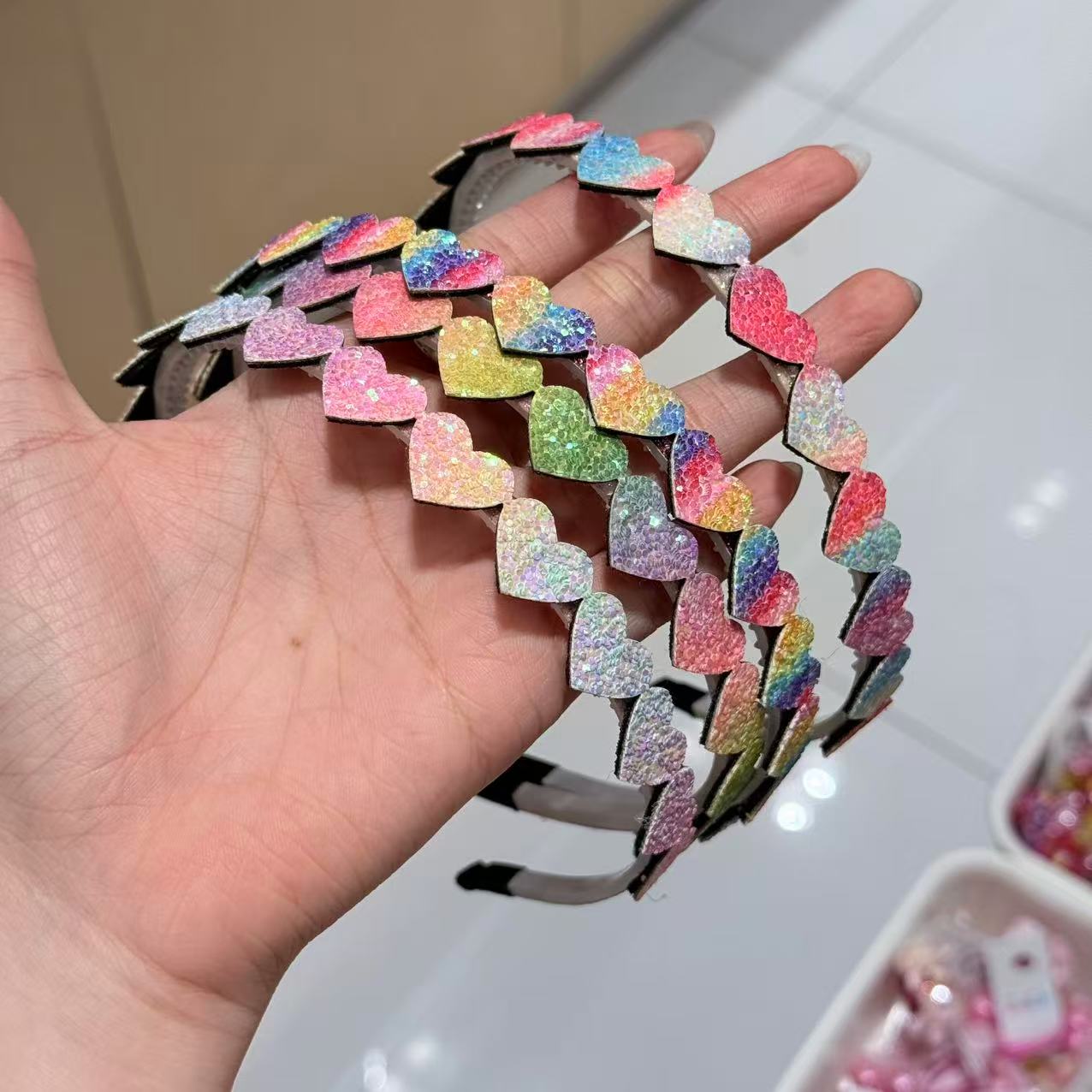 韩国东大门pikaboo儿童发饰新款彩虹细闪渐变星星爱心发箍头箍