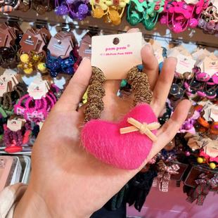 11.12韩国pom新款2025儿童彩色毛毛爱心发绳发圈