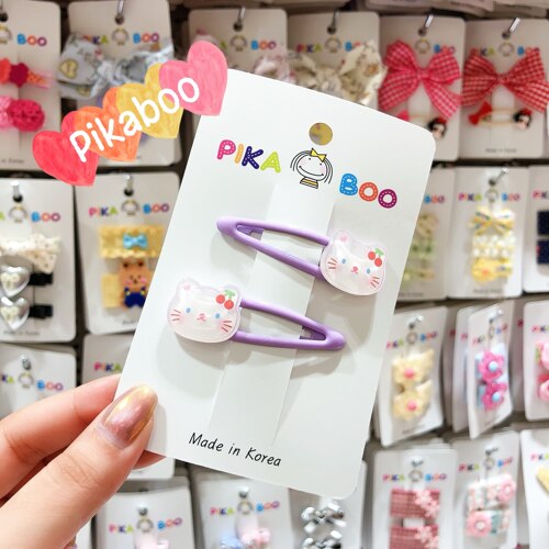 韩国东大门pikaboo儿童新款樱桃猫咪可爱bb夹掰掰夹发夹刘海对夹