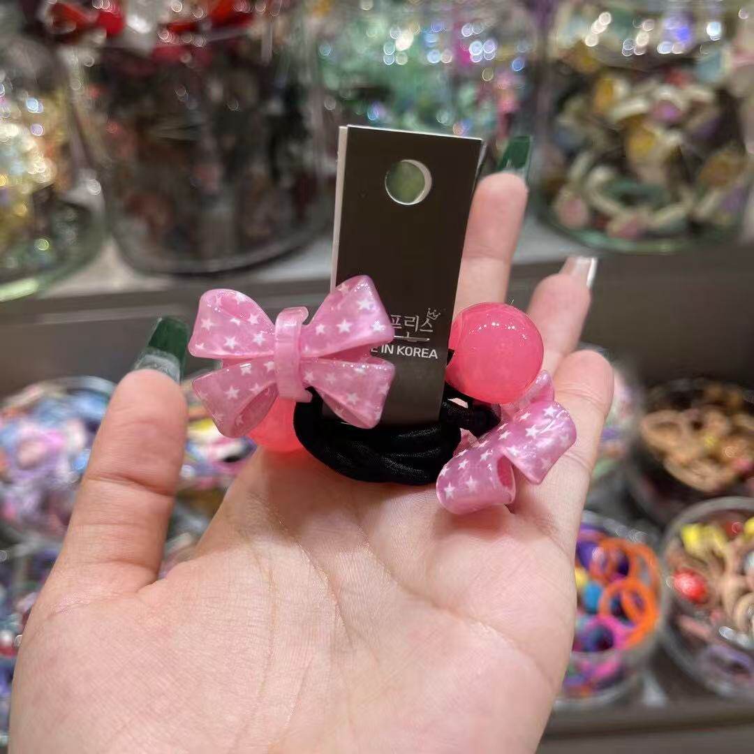 2.16韩国bebeprince儿童发饰亚克力波点蝴蝶结球球发绳发圈