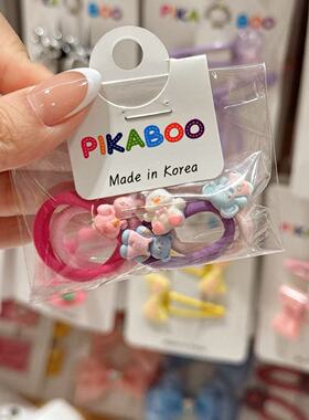 pikaboo韩国东大门儿童新款糖果卡通小动物蝴蝶结拇指发圈套组