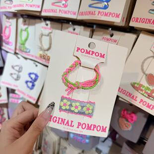 3.4韩国pom新款 2026儿童彩色小花发绳发夹