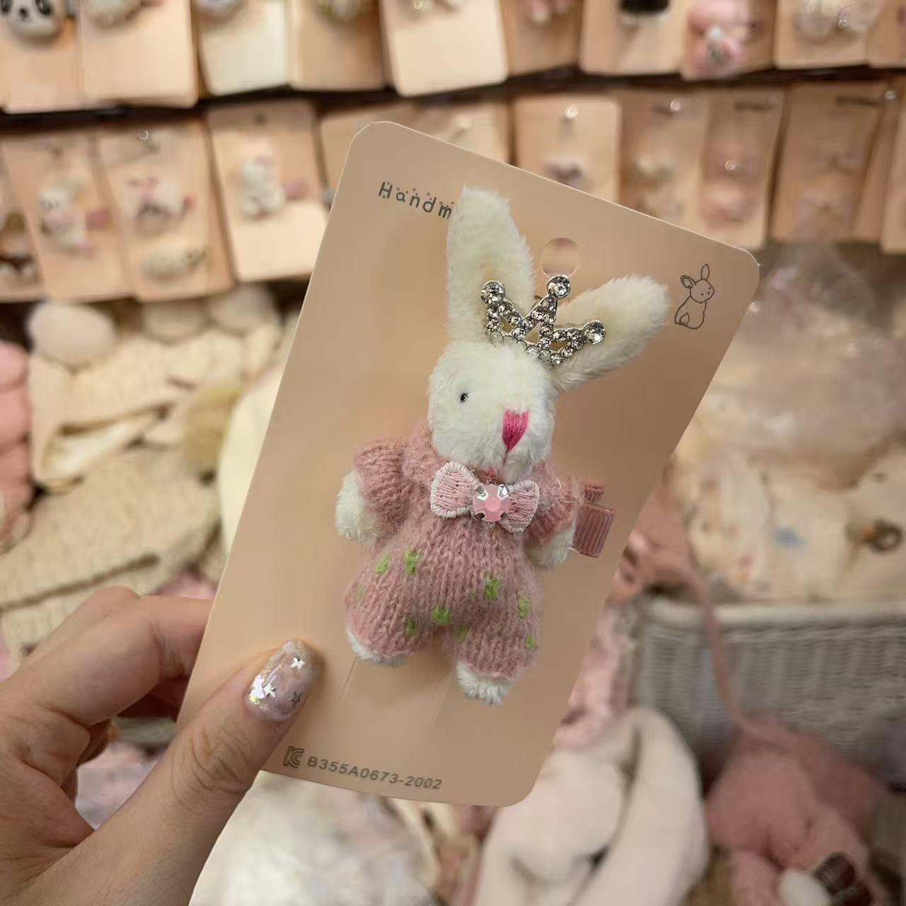 韩国南大门inpink高端儿童发饰手工羊毛毡小兔小熊发夹边夹