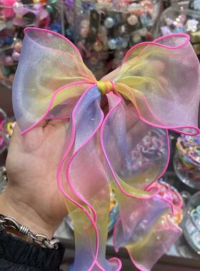 6.15韩国bebeprince儿童发饰网纱缤纷彩色飘带蝴蝶结发夹边夹