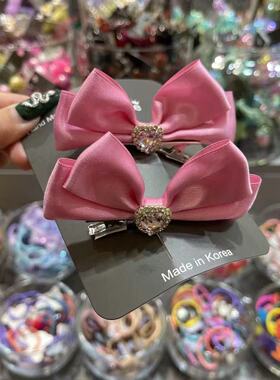 3.2韩国bebeprince儿童发饰水钻爱心双蝴蝶结边夹