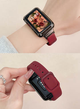 适用于OPPO Watch free表带亲肤软硅胶日字反扣替换带OPPO Band2/NFC版男女生运动透气排汗腕带链配件