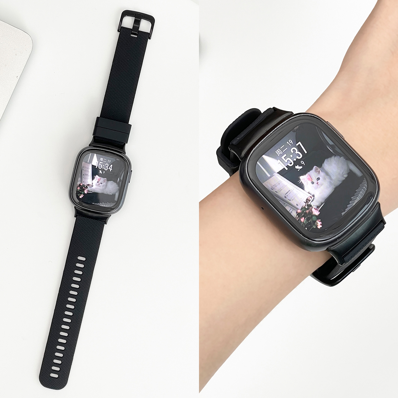 适用荣耀手表4/5表带新款软硅胶格纹款替换腕带智能运动honor watch四五代男女款高颜值时尚运动表链配件