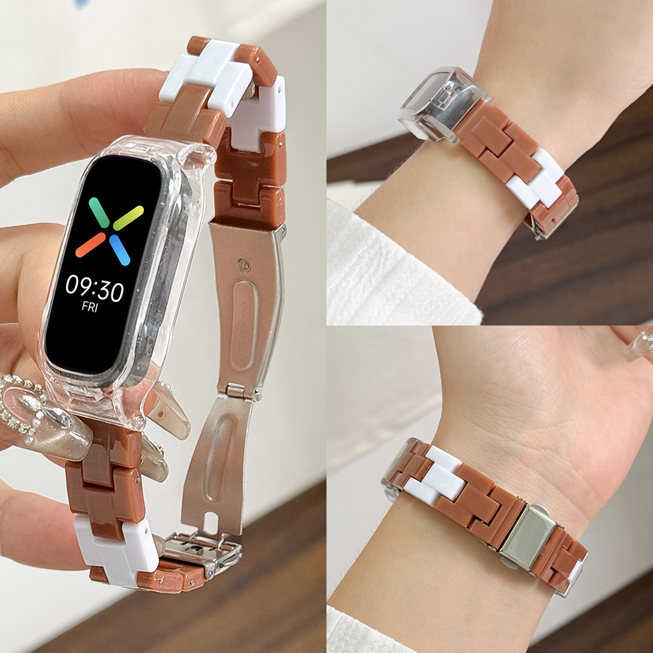 适用于OPPO band表带时尚版活力版eva限定版智能运动手环腕带树脂三株款透气替换带男女生潮流配件