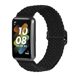适用于华为手环7表带编织尼龙腕带Bnad NFC版通用智能运动手表弹力可调节替换带LEA-B19/29透气舒适柔软表链