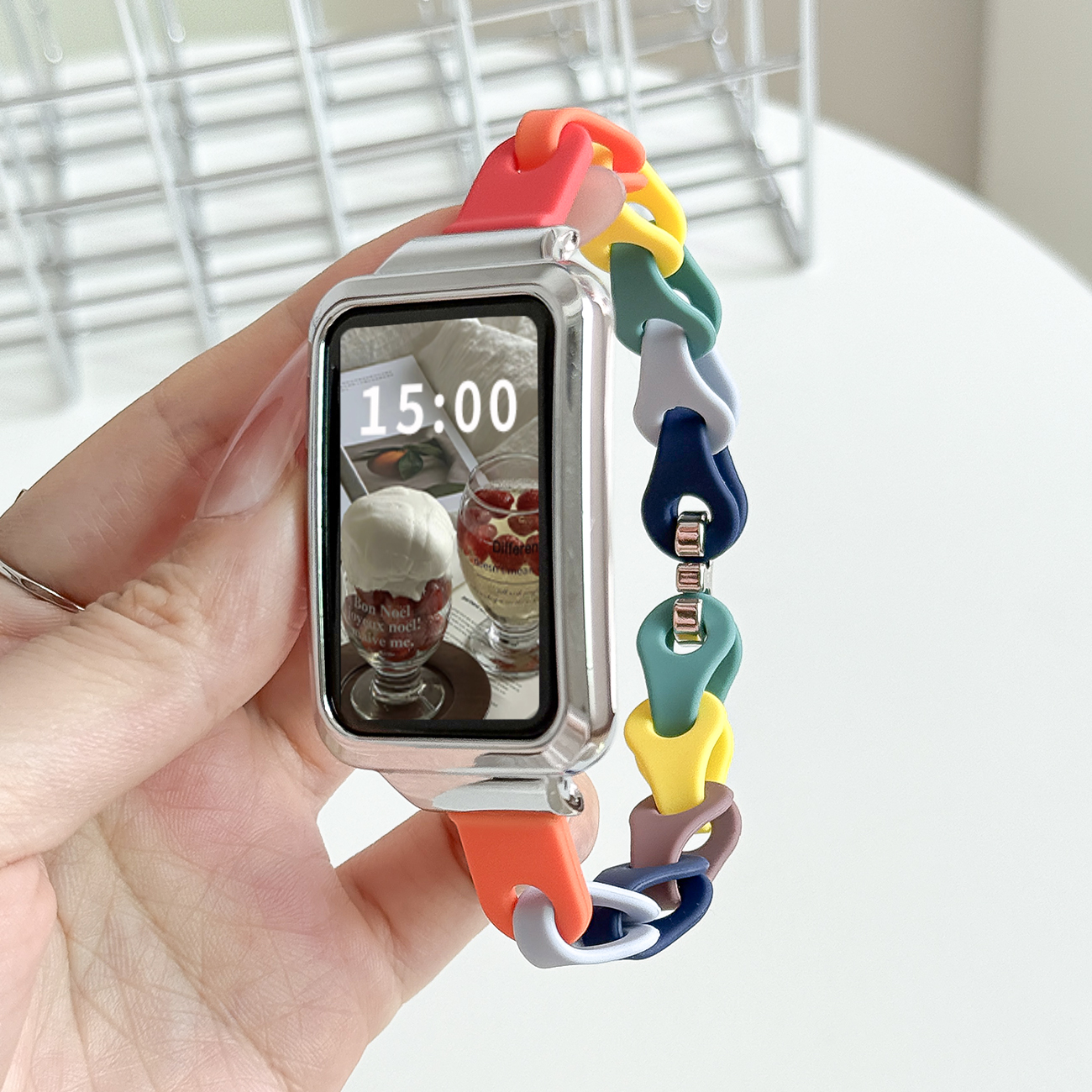 适用于OPPO Watch free表带新款镂空拼接撞色替换带OPPO Band2/NFC版女生高颜值ins风多巴胺拼接表链配件