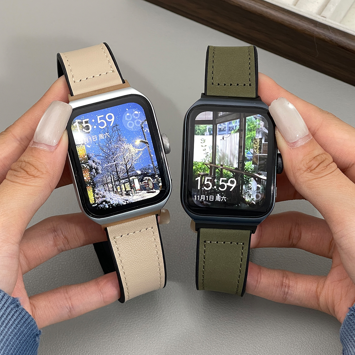适用OPPOwatch手表3pro/SE/3代非原装疯马皮质折叠磁吸扣替换表带1代46mm/41mm/2代46mm/42mm