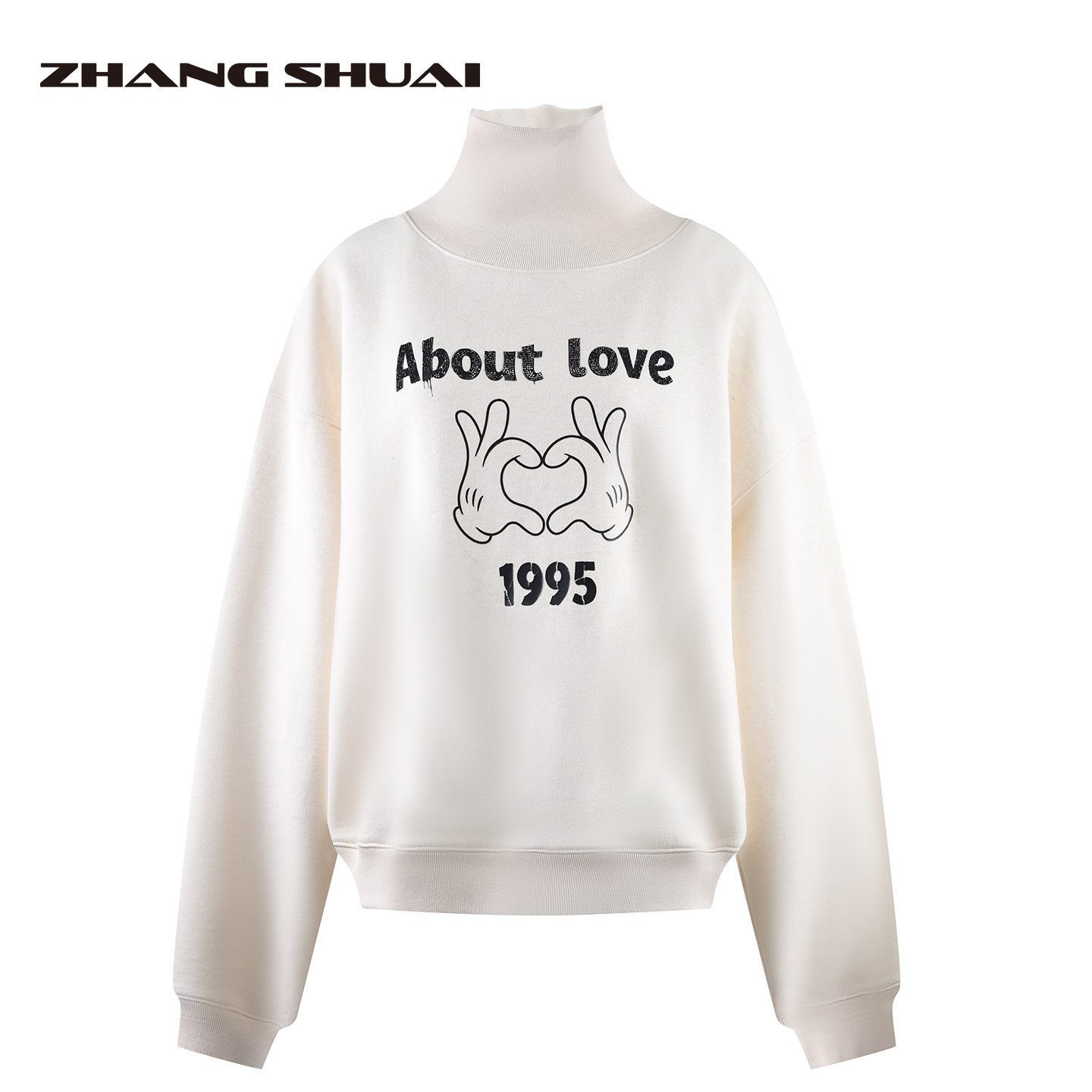 简约爱心手势印花卫衣