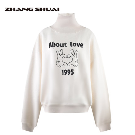 ZHANG SHUAI张帅秋冬新品简约爱心手势印花长袖卫衣