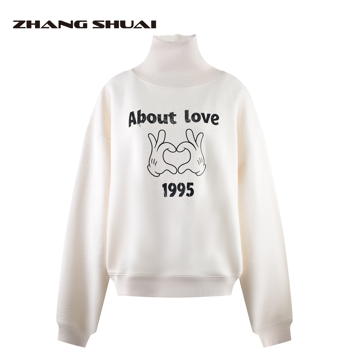 简约爱心手势印花卫衣