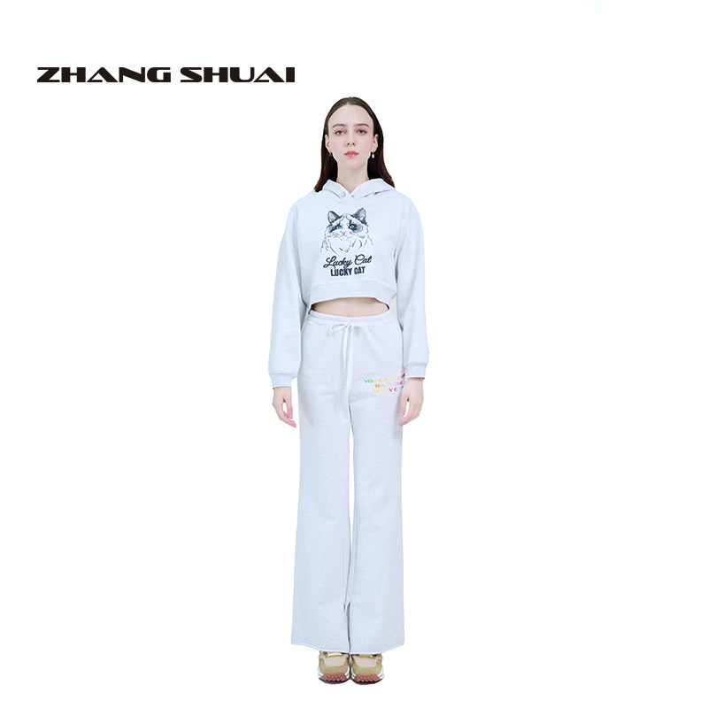 ZHANGSHUAI潮流短款绣花卫衣