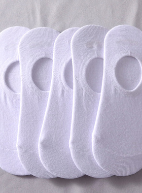 白色袜子夏季薄款防滑船袜女不掉跟搭配小白鞋浅口短袜纯白隐形袜