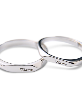 叹息桥男女情侣戒指纯银食指一对学生潮男个性男士素戒对戒刻字