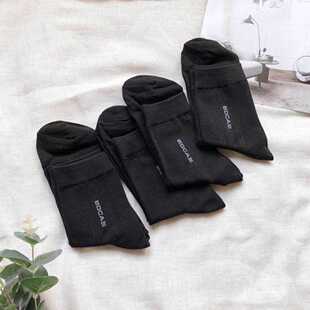 宝卡丝男袜纯棉黑色国航袜子秋冬款 吸汗透气不掉色不臭脚