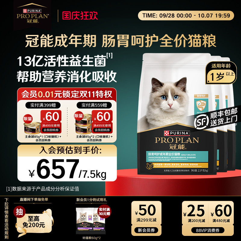 冠能肠胃呵护成猫粮2.5kg 216元 - 86线报 冠能肠胃呵护成猫粮2.5kg 216元 - 86线报