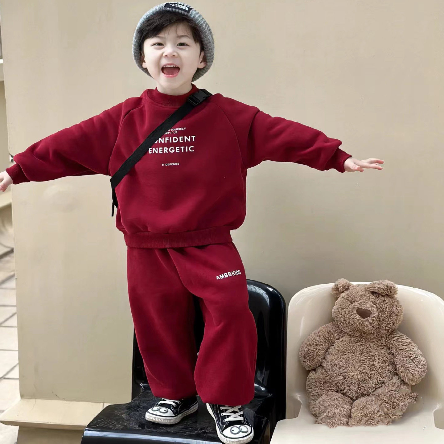 男童秋冬卫衣两件套2025新款套装