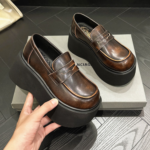 厚底松糕底复古乐福鞋