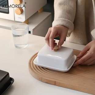 Ceramic Butter Dish with Lid Rectangular Sealable Cheese Sto