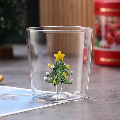 1 PC 300ml 10oz Creative 3D Christmas Theme Water Coffee Gla
