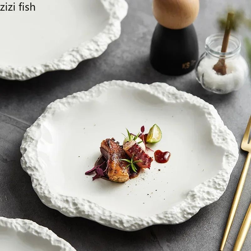 Simple Solid Color Tableware Ceramic Pasta Steak Plate Dinne