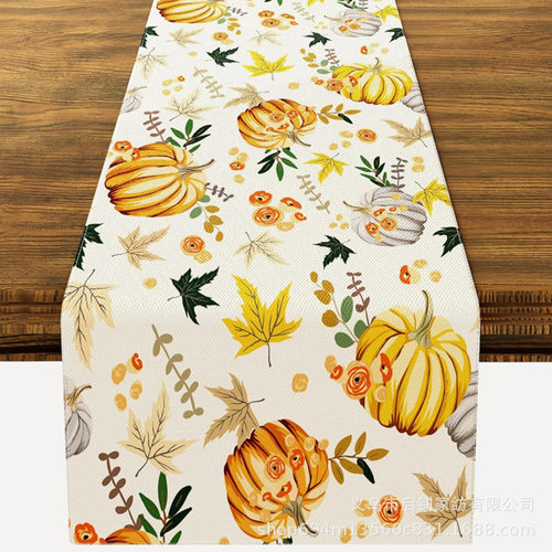 Pumpkin Festival Linen Printed Table Runner Home Living Room