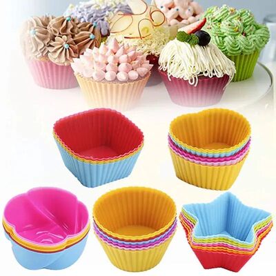 6/12PCS Silicone Muffin Mold Round Muffin Cup Heart Cake Bak
