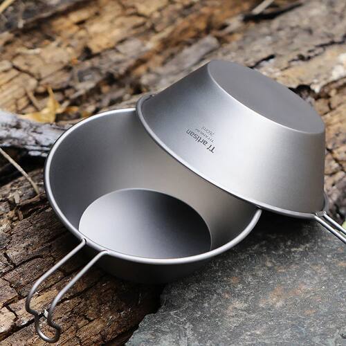 260ml Titanium Camping Sierra Bowl With Fixed Handle Outdoor