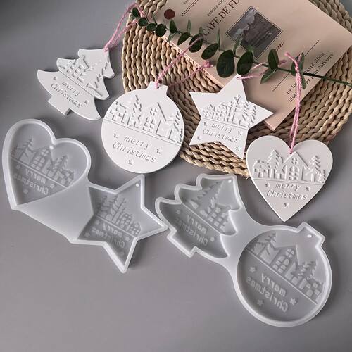 1pc Christmas Heart Round Tree Star-Shaped Hanging Ornament