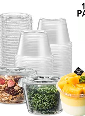 100pack Pudding Cups Wiht Lids Plastic Boxes Ice-Cream Mouss