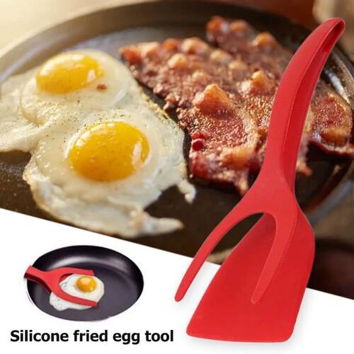 2 in 1 Nylon Grip Flip Tongs Egg Spatula Tongs Steak Spatula