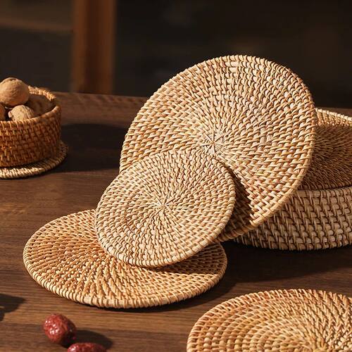Table Mat Handmade Rattan Creative Placemat Dining Table Bow