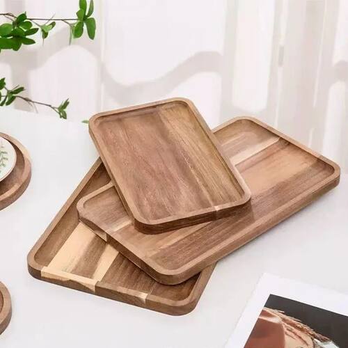 Natural Wooden Tray Coffee Tray Rectangular Plate Fruit Snac