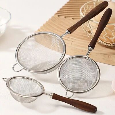 304 Stainless Steel Mesh Strainer Filter Spoon with Wooden H