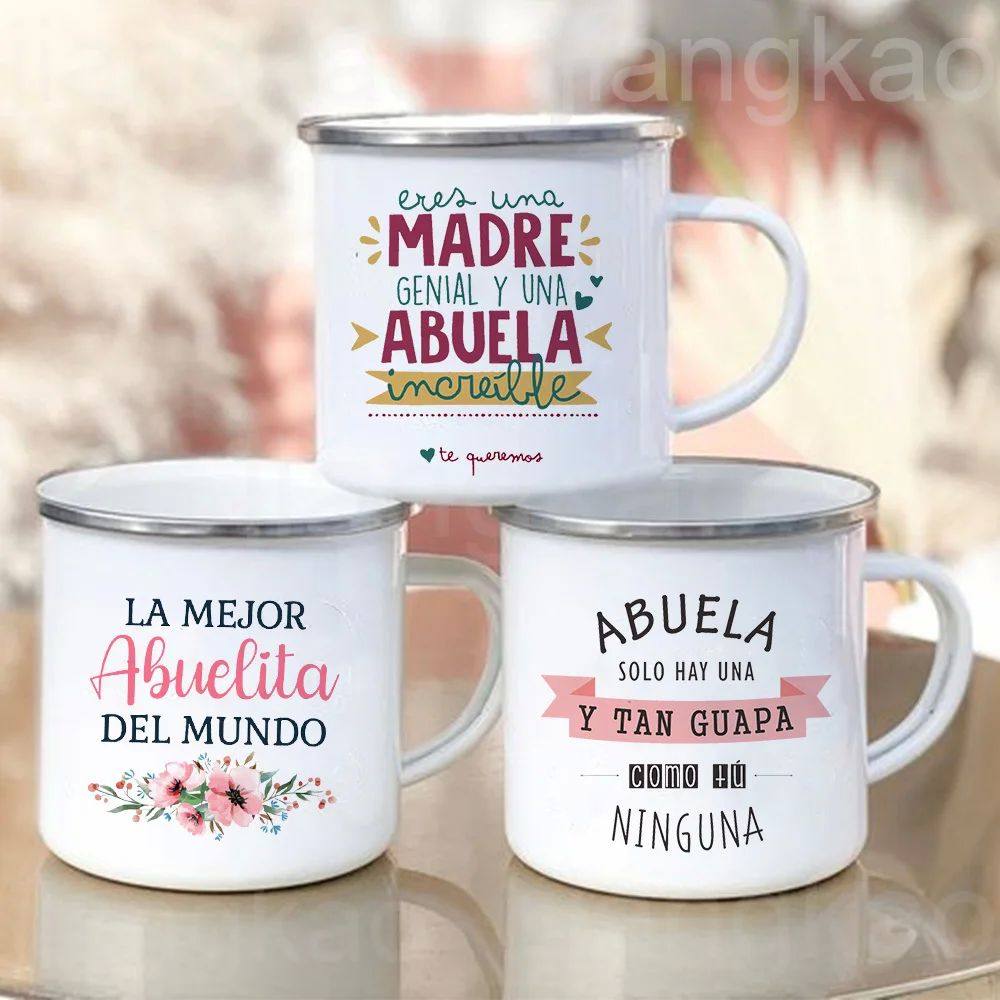 Best Grandmother in The World Spanish Print Enamel Coffee Mu