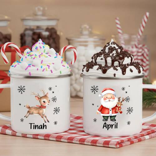 Personlized Reindeer with Name Mug Hot Cocoa Chocolate Mug D