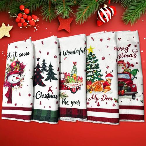 5 packs of soft and comfortable Christmas towels, cartoon Ch