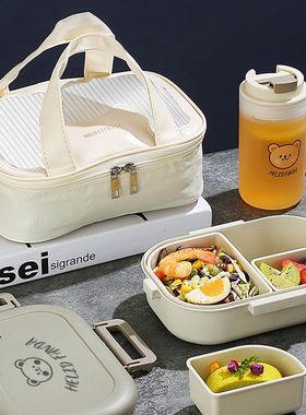 Portable Plastic Bento Lunch Box With 3 Removable Compartmen
