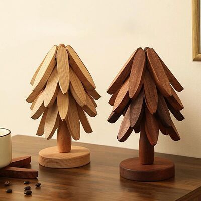 Wooden Trivets For Hot Dishes Insulation Pad Tree Shape Triv