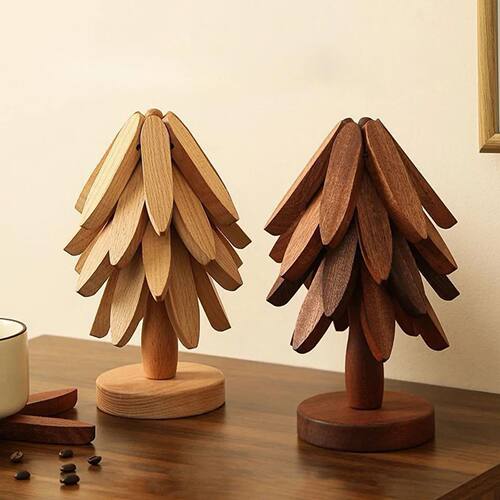 Wooden Trivets For Hot Dishes Insulation Pad Tree Shape Triv